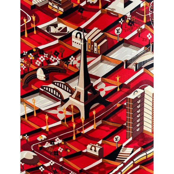 Louis Vuitton 90cm Silk Square Scarf in Red - Picture 7 of 9